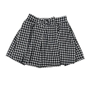 SHEIN Black White Pleated Bow Mini Skirt Size 11/12 Youth Girl's